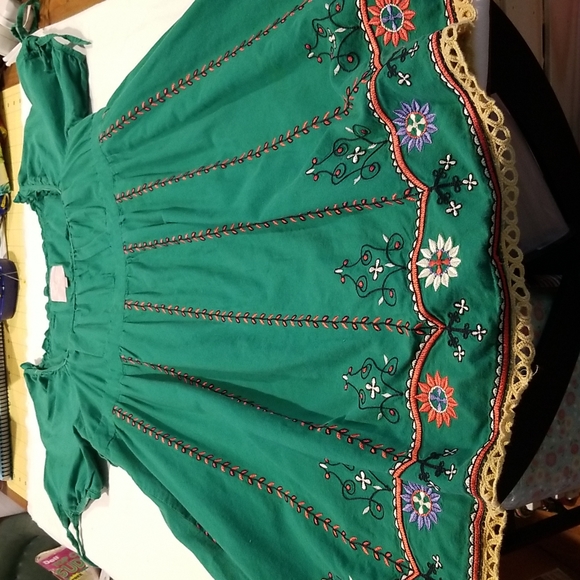 Romeo & Juliet Couture green embroidered, romantic mini dress. Size L All cotton - Picture 3 of 6